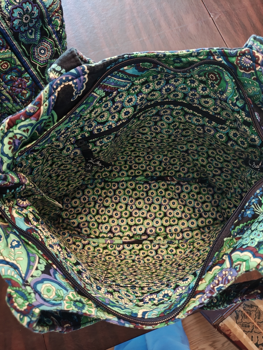 3 Piece Vera Bradley Blue Rhapsody Paisley Duffle Bags And Shoulder Bag - Picture 16 of 16